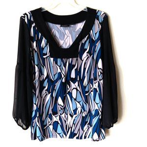 AVENUE-Multi-Color Sheer Sleeve Stretch Tunic Top